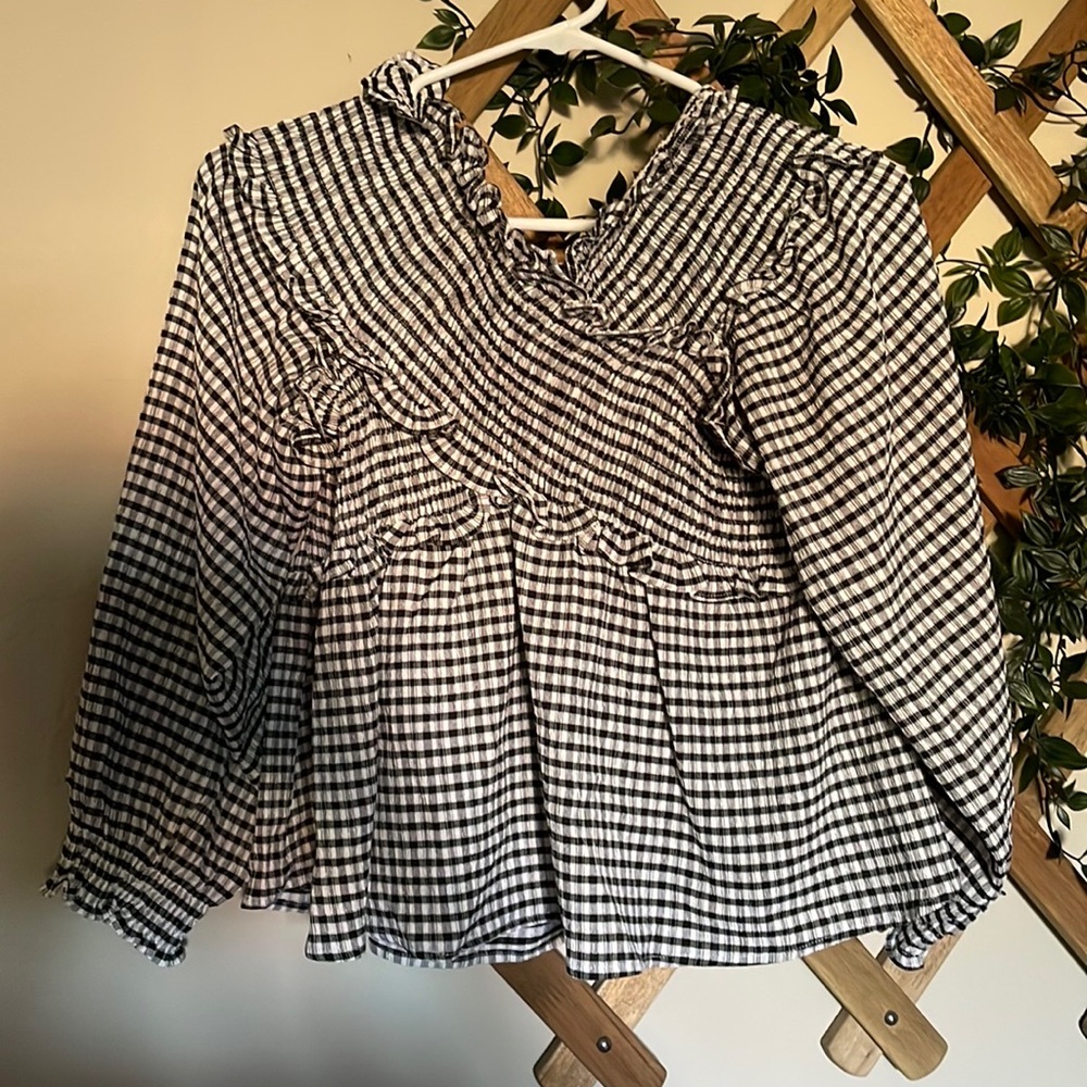 Adorable Anthropologie off the shoulder gingham top